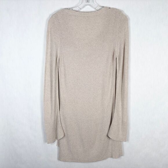 Free People XS Tunic Sweater Top‎ Tan Strappy V Neck Side Slits Knit Solid 115 - Picture 2 of 8